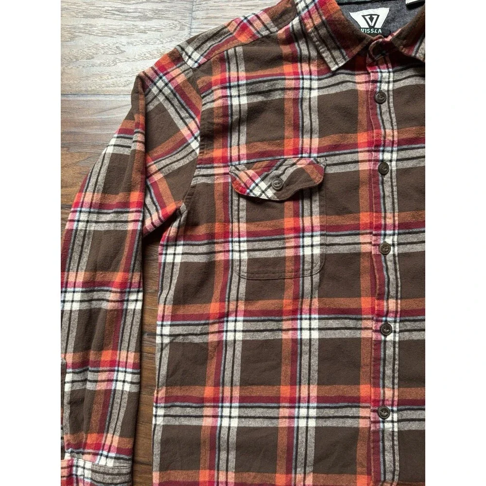 Vissla Men's XL Plaid Flannel Button-Up Shirt-Multicolor - Picture 5 of 8